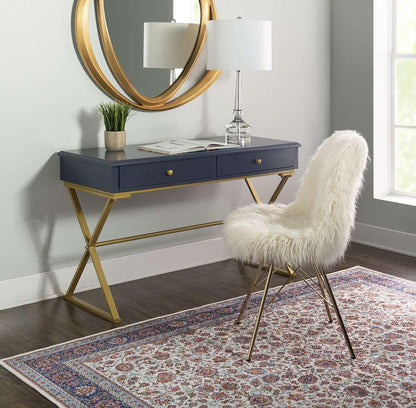 Linon Home Decor - Blue And Gold Campaign Desk - AHWDESKBLD1 veiw 1