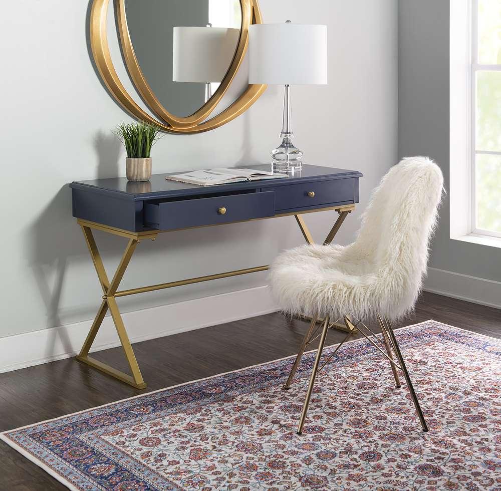 Linon Home Decor - Blue And Gold Campaign Desk - AHWDESKBLD1 veiw 2