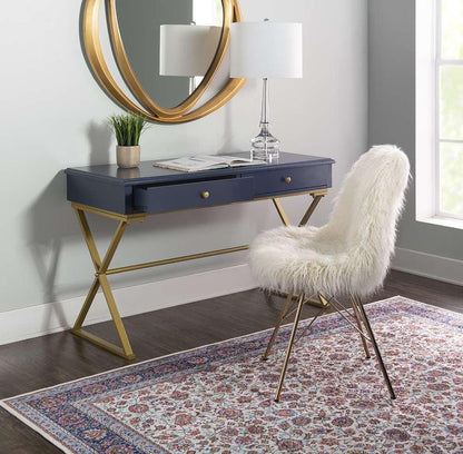Linon Home Decor - Blue And Gold Campaign Desk - AHWDESKBLD1 veiw 2