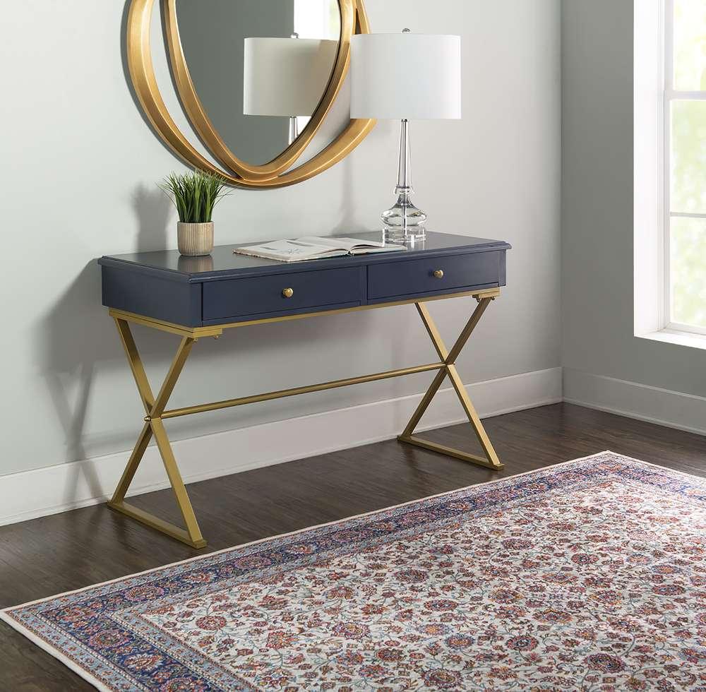 Linon Home Decor - Blue And Gold Campaign Desk - AHWDESKBLD1 veiw 3