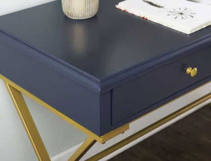 Linon Home Decor - Blue And Gold Campaign Desk - AHWDESKBLD1 veiw 4