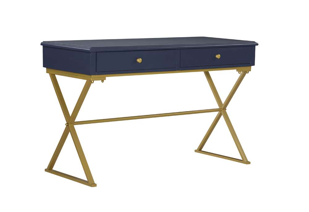 Linon Home Decor - Blue And Gold Campaign Desk - AHWDESKBLD1 veiw 5