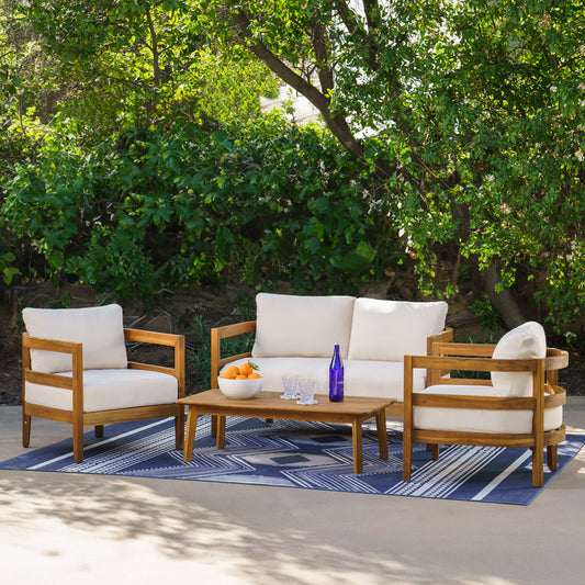Linon Home Decor - Breton Outdoor Brown 4PC Set 2 Chair Loveseat Table - ODNH13BRN04U view 1