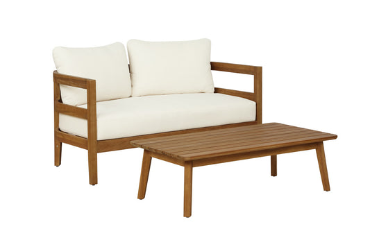 Linon Home Decor - Breton Outdoor Brown Loveseat and Table - ODNH13BRN02U view 1