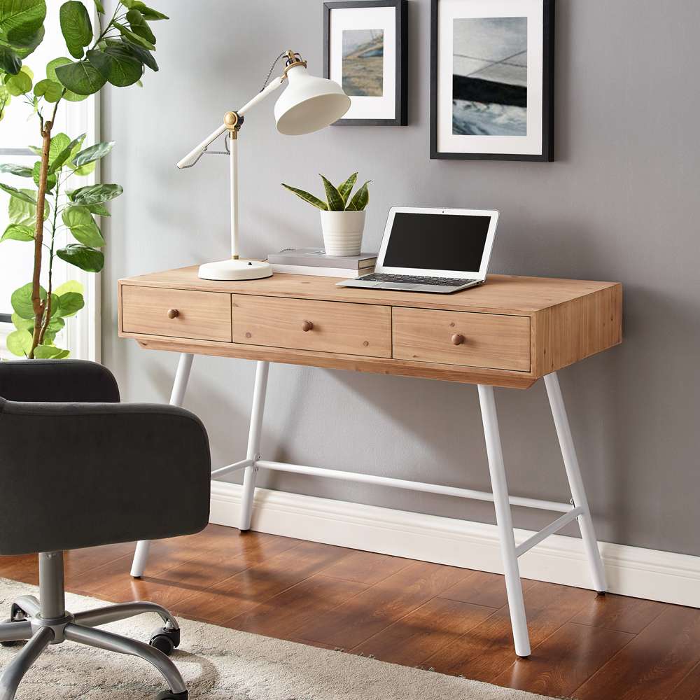 Linon Home Decor - Cailan 3 Drawer Desk White - DK103WHT01U veiw 6