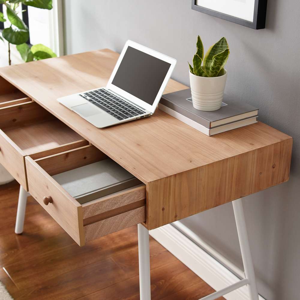 Linon Home Decor - Cailan 3 Drawer Desk White - DK103WHT01U veiw 7