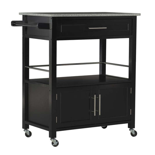 Linon Home Decor - Cameron Kitchen Cart With Granite Top - 464809BLK01U veiw 1