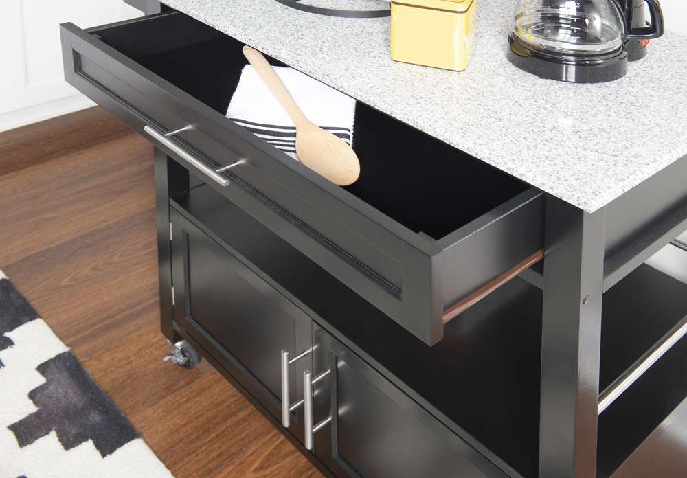 Linon Home Decor - Cameron Kitchen Cart With Granite Top - 464809BLK01U veiw 4