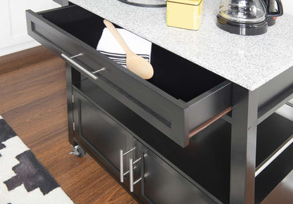 Linon Home Decor - Cameron Kitchen Cart With Granite Top - 464809BLK01U veiw 4