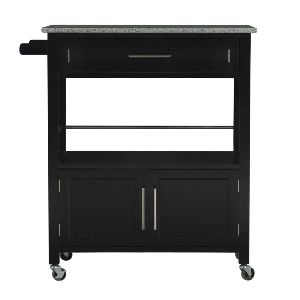 Linon Home Decor - Cameron Kitchen Cart With Granite Top - 464809BLK01U veiw 5