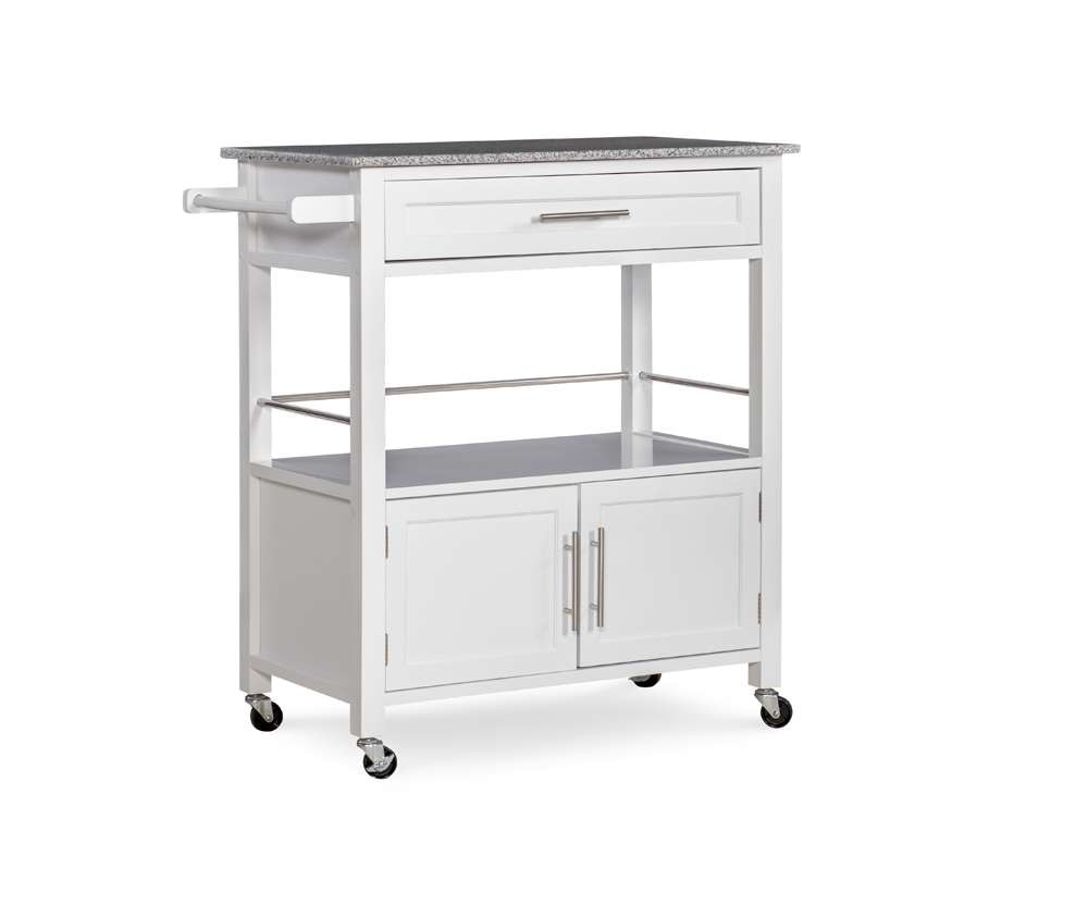 Linon Home Decor - Cameron White Kitchen Cart With Granite Top - 464809WHT01U veiw 1