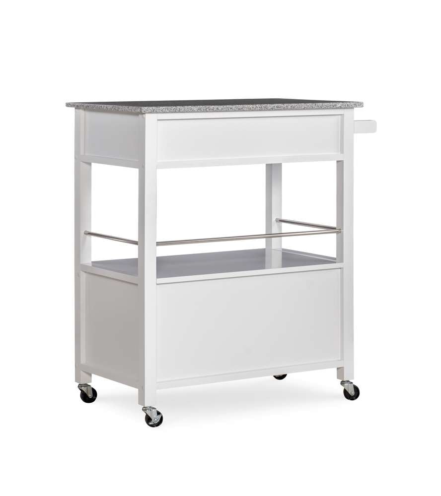 Linon Home Decor - Cameron White Kitchen Cart With Granite Top - 464809WHT01U veiw 2