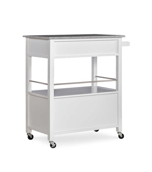 Linon Home Decor - Cameron White Kitchen Cart With Granite Top - 464809WHT01U veiw 2