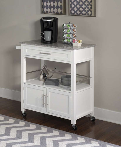 Linon Home Decor - Cameron White Kitchen Cart With Granite Top - 464809WHT01U veiw 3