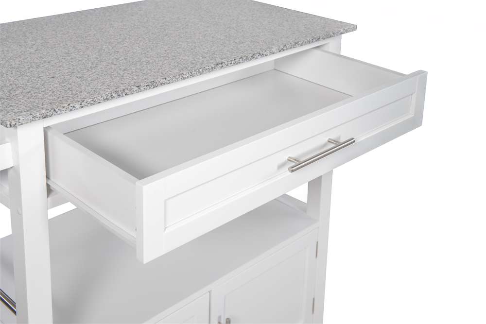 Linon Home Decor - Cameron White Kitchen Cart With Granite Top - 464809WHT01U veiw 4