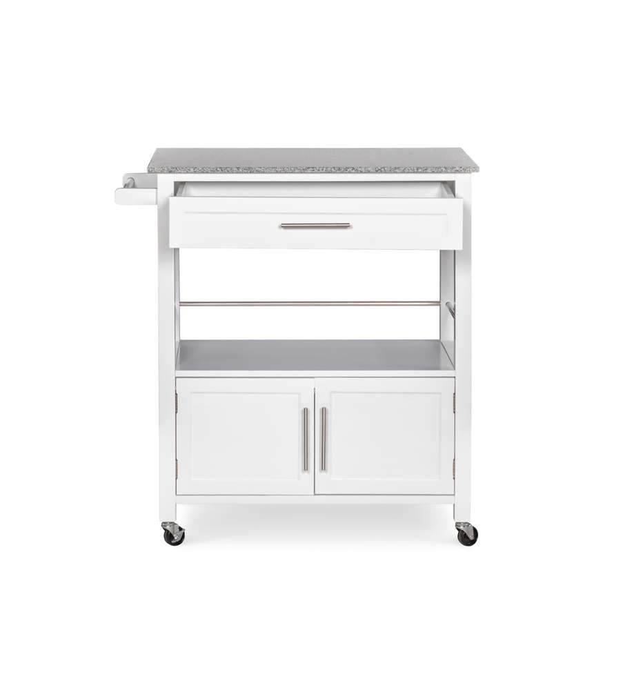 Linon Home Decor - Cameron White Kitchen Cart With Granite Top - 464809WHT01U veiw 5