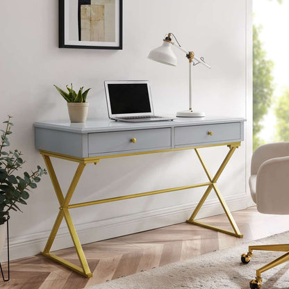 Linon Home Decor - Campaign 2 Drawer Desk, Grey - AC130DESKGRY veiw 1
