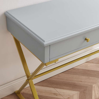 Linon Home Decor - Campaign 2 Drawer Desk, Grey - AC130DESKGRY veiw 2
