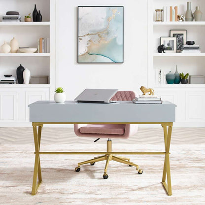 Linon Home Decor - Campaign 2 Drawer Desk, Grey - AC130DESKGRY veiw 3