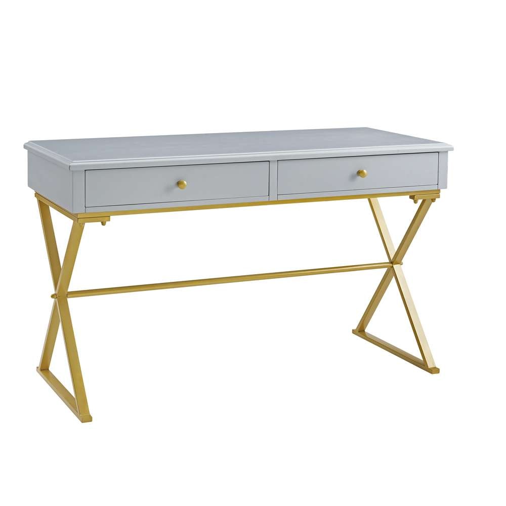 Linon Home Decor - Campaign 2 Drawer Desk, Grey - AC130DESKGRY veiw 4