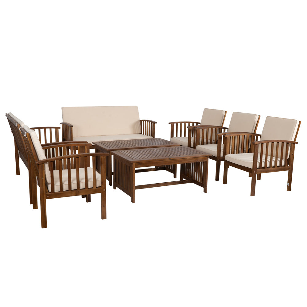 Linon Home Decor - Caneel 8PC Outdoor Chat Set, Natural/Beige - ODNH080TK8PCSET view 1
