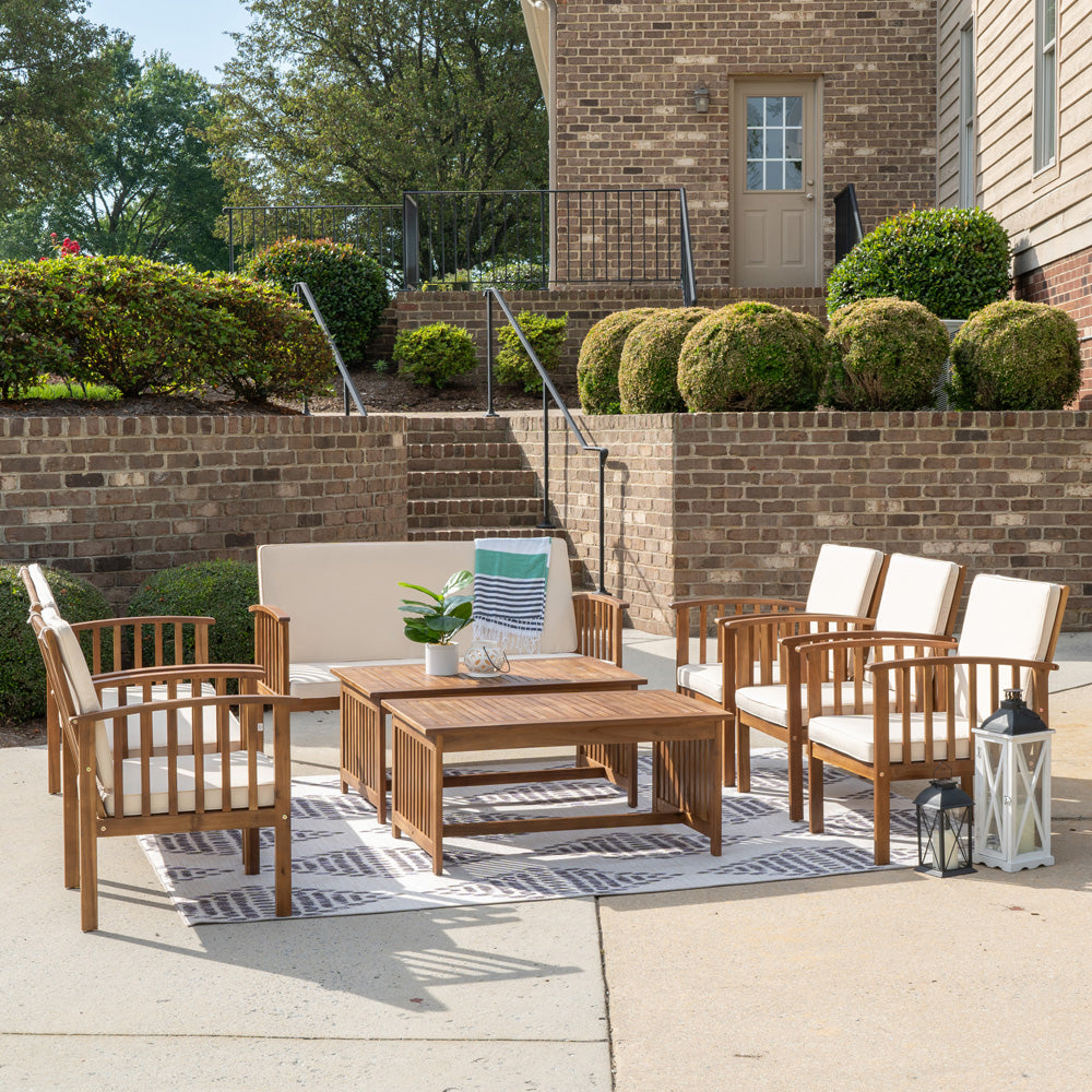 Linon Home Decor - Caneel 8PC Outdoor Chat Set, Natural/Beige - ODNH080TK8PCSET view 11