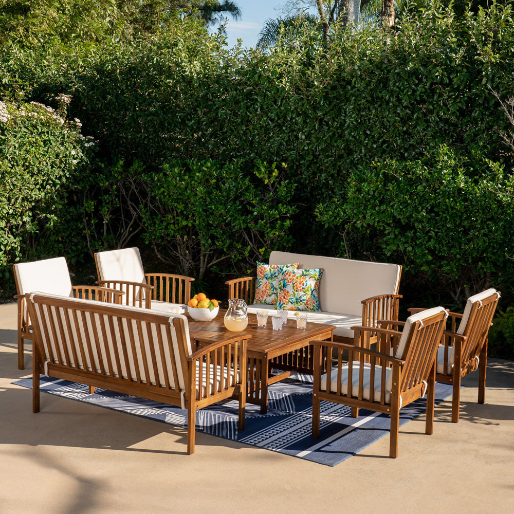 Linon Home Decor - Caneel 8PC Outdoor Chat Set, Natural/Beige - ODNH080TK8PCSET view 12