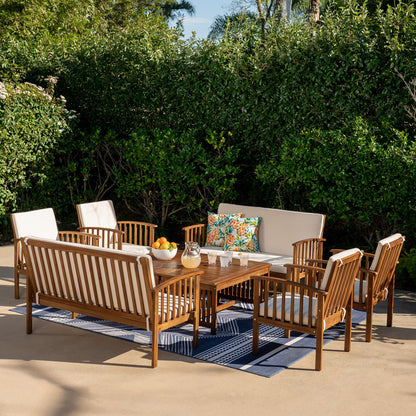 Linon Home Decor - Caneel 8PC Outdoor Chat Set, Natural/Beige - ODNH080TK8PCSET view 12