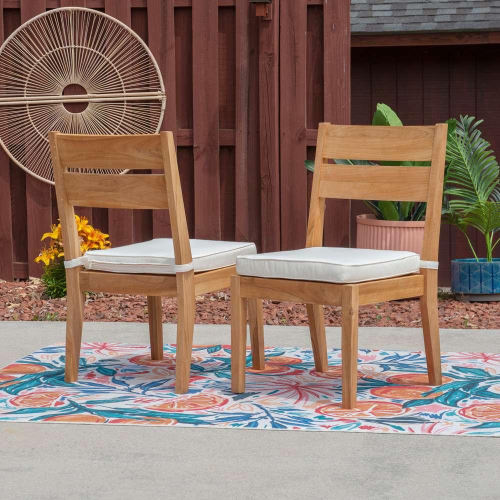 Linon Home Decor - Carenen 5pc Outdoor Dining Set With Benches, Teak - ODCP73TKSET5PC veiw 4