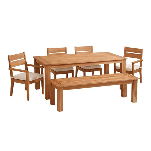 Linon Home Decor - Carenen 6pc Outdoor Dining Set, Teak - ODCP72TKSET6PC view 1