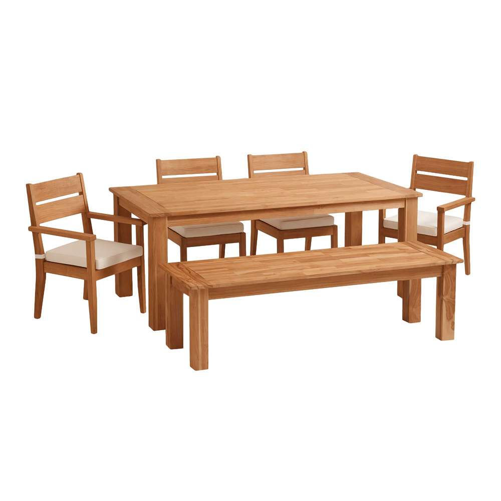 Linon Home Decor - Carenen 6pc Outdoor Dining Set, Teak - ODCP72TKSET6PC veiw 1