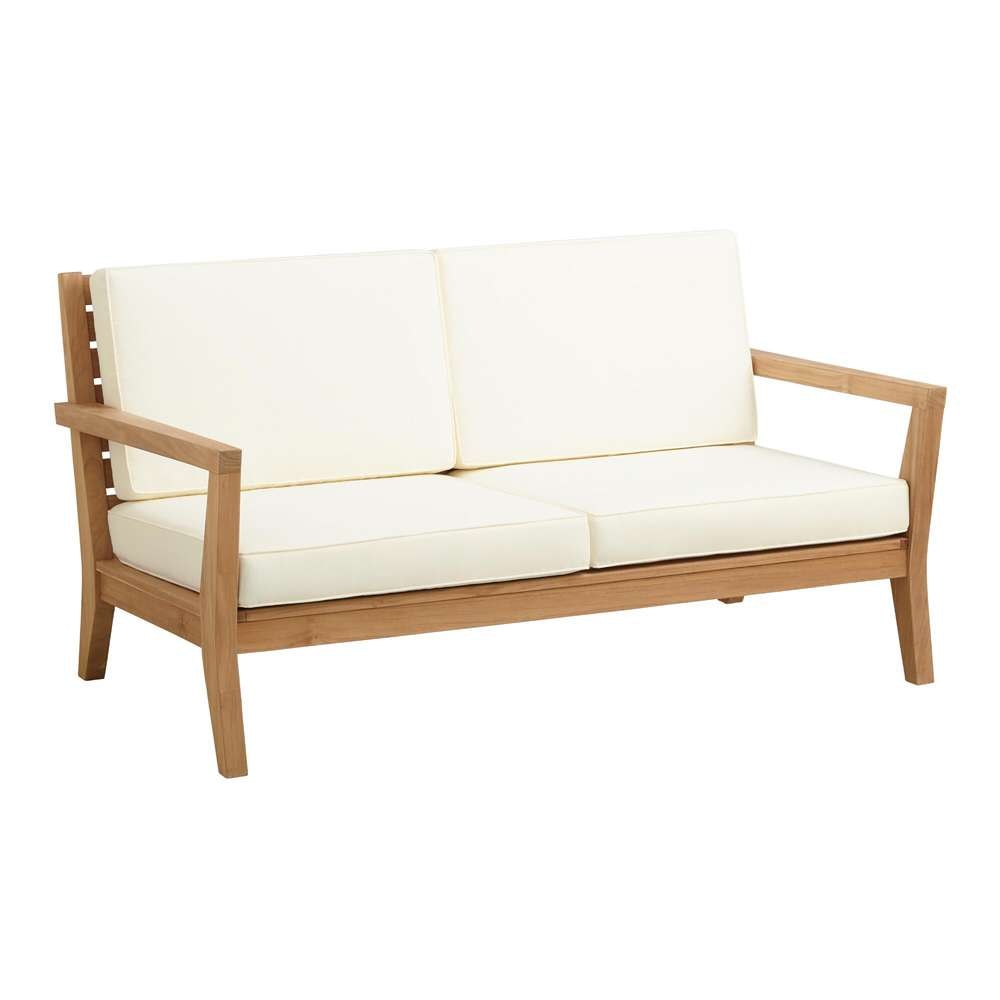 Linon Home Decor - Carenen Outdoor 2 Seater Sofa, Natural/Antique White Cushions - ODCP069TK01U veiw 1