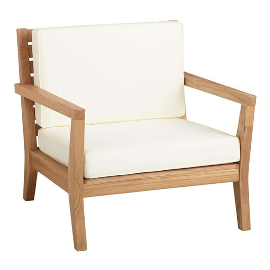 Linon Home Decor - Carenen Outdoor Arm Chair, Natural/Antique White Cushion - ODCP068TK01U veiw 1