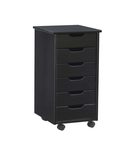 Linon Home Decor - Cary Black Six Drawer Rolling Storage Cart Black - CT40BLK01 veiw 1