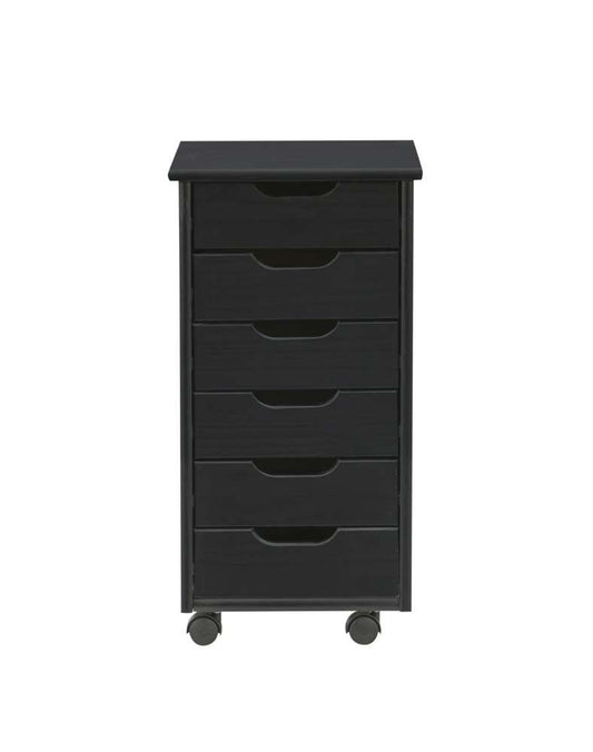 Linon Home Decor - Cary Black Six Drawer Rolling Storage Cart Black - CT40BLK01 veiw 2
