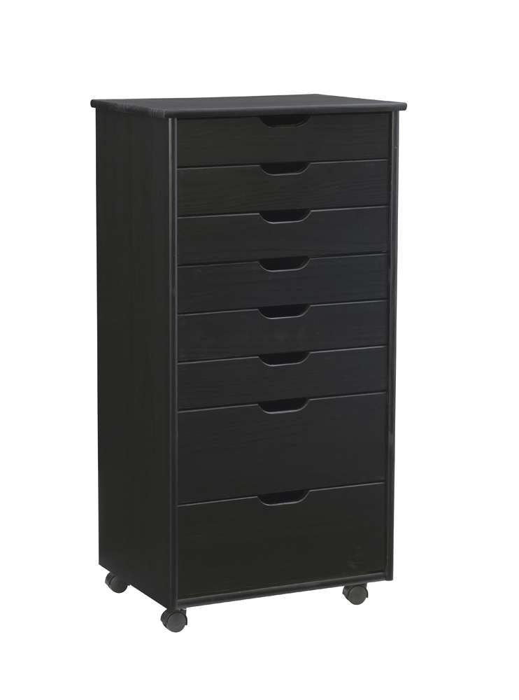 Linon Home Decor - Cary Eight Drawer Rolling Storage Cart, Black - CT42BLK01 veiw 1