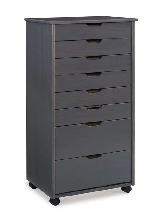 Linon Home Decor - Cary Eight Drawer Rolling Storage Cart, Grey - CT42GRY01 veiw 1