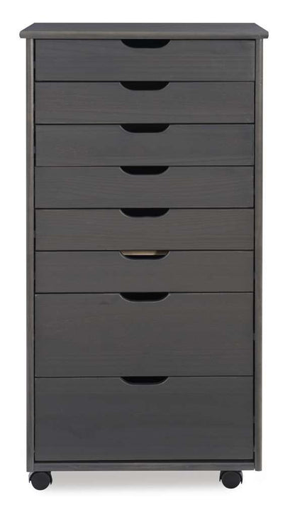 Linon Home Decor - Cary Eight Drawer Rolling Storage Cart, Grey - CT42GRY01 veiw 2