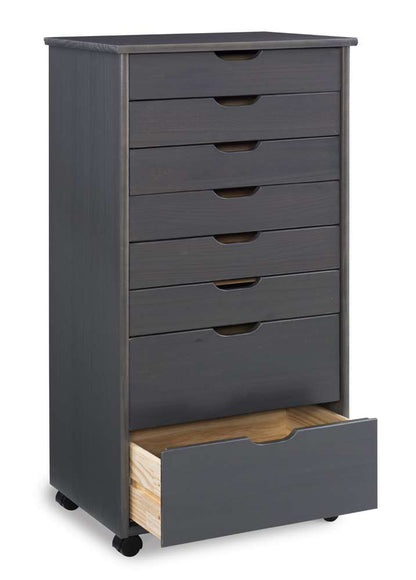 Linon Home Decor - Cary Eight Drawer Rolling Storage Cart, Grey - CT42GRY01 veiw 6