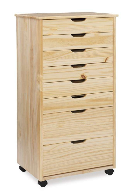 Linon Home Decor - Cary Eight Drawer Rolling Storage Cart, Natural - CT42NAT01 veiw 1