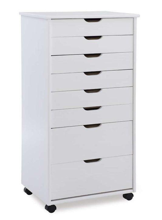Linon Home Decor - Cary Eight Drawer Rolling Storage Cart, White Wash - CT42WHT01 veiw 1