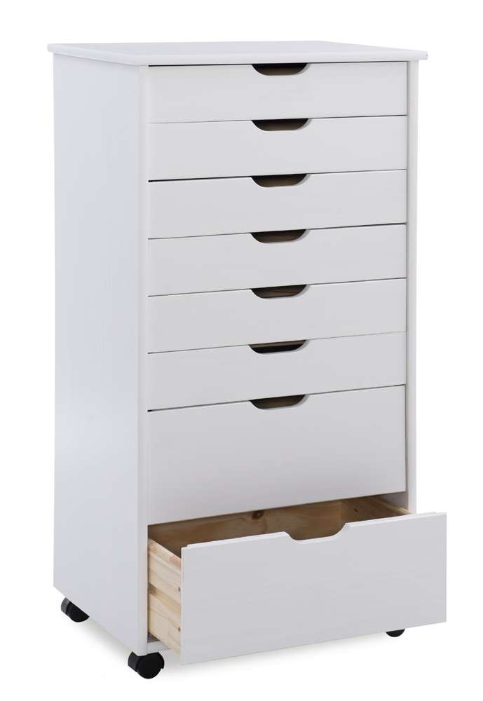 Linon Home Decor - Cary Eight Drawer Rolling Storage Cart, White Wash - CT42WHT01 veiw 6