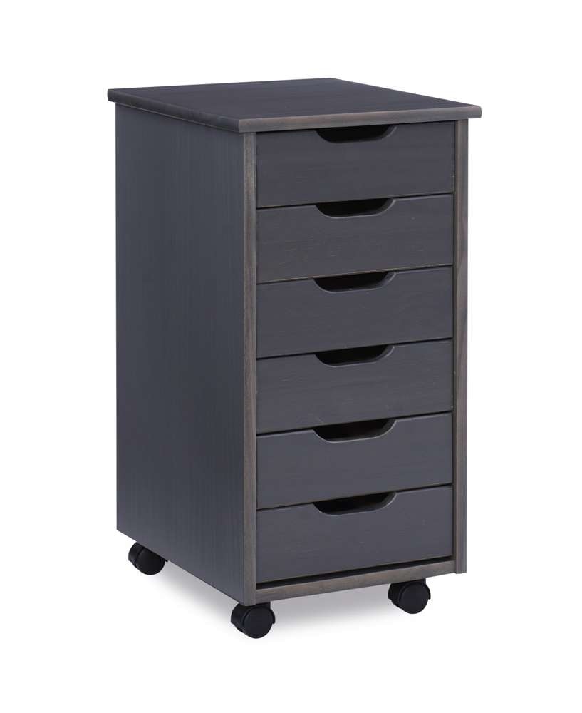 Linon Home Decor - Cary Six Drawer Rolling Storage Cart, Grey - CT40GRY01 veiw 1