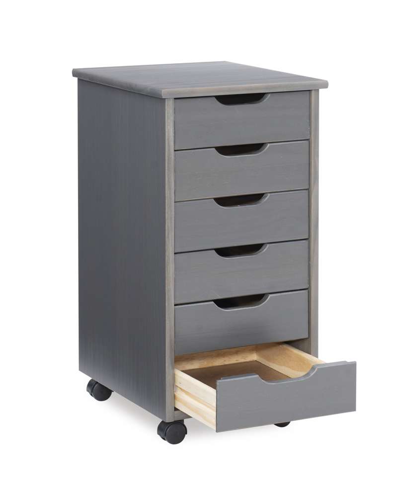 Linon Home Decor - Cary Six Drawer Rolling Storage Cart, Grey - CT40GRY01 veiw 6