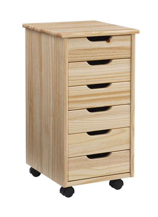 Linon Home Decor - Cary Six Drawer Rolling Storage Cart, Natural - CT40NAT01 veiw 1