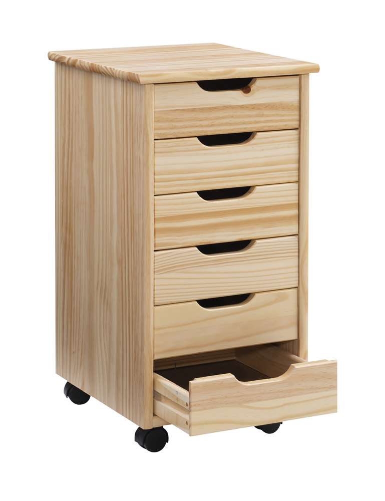 Linon Home Decor - Cary Six Drawer Rolling Storage Cart, Natural - CT40NAT01 veiw 6