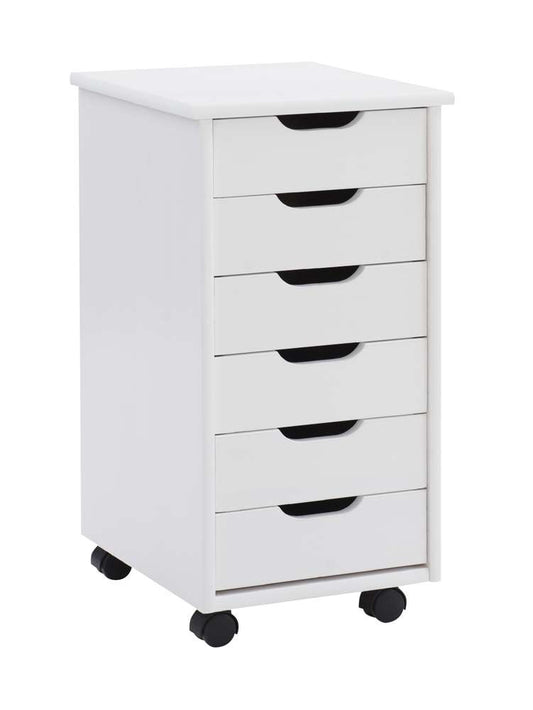 Linon Home Decor - Cary Six Drawer Rolling Storage Cart, White Wash - CT40WHT01 veiw 1