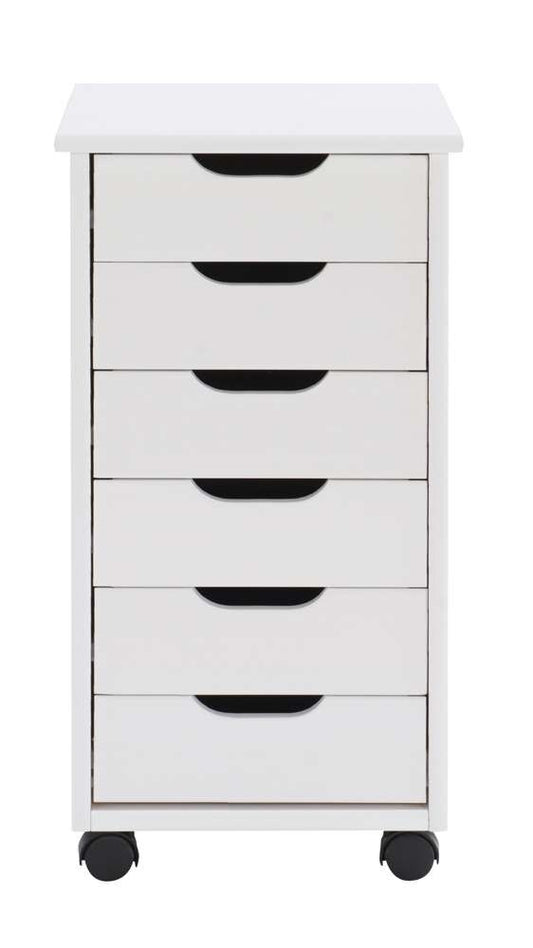 Linon Home Decor - Cary Six Drawer Rolling Storage Cart, White Wash - CT40WHT01 veiw 2