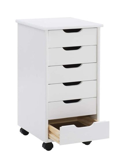 Linon Home Decor - Cary Six Drawer Rolling Storage Cart, White Wash - CT40WHT01 veiw 6