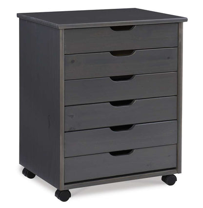 Linon Home Decor - Cary Six Drawer Wide Roll Cart, Grey - CT41GRY01 veiw 1